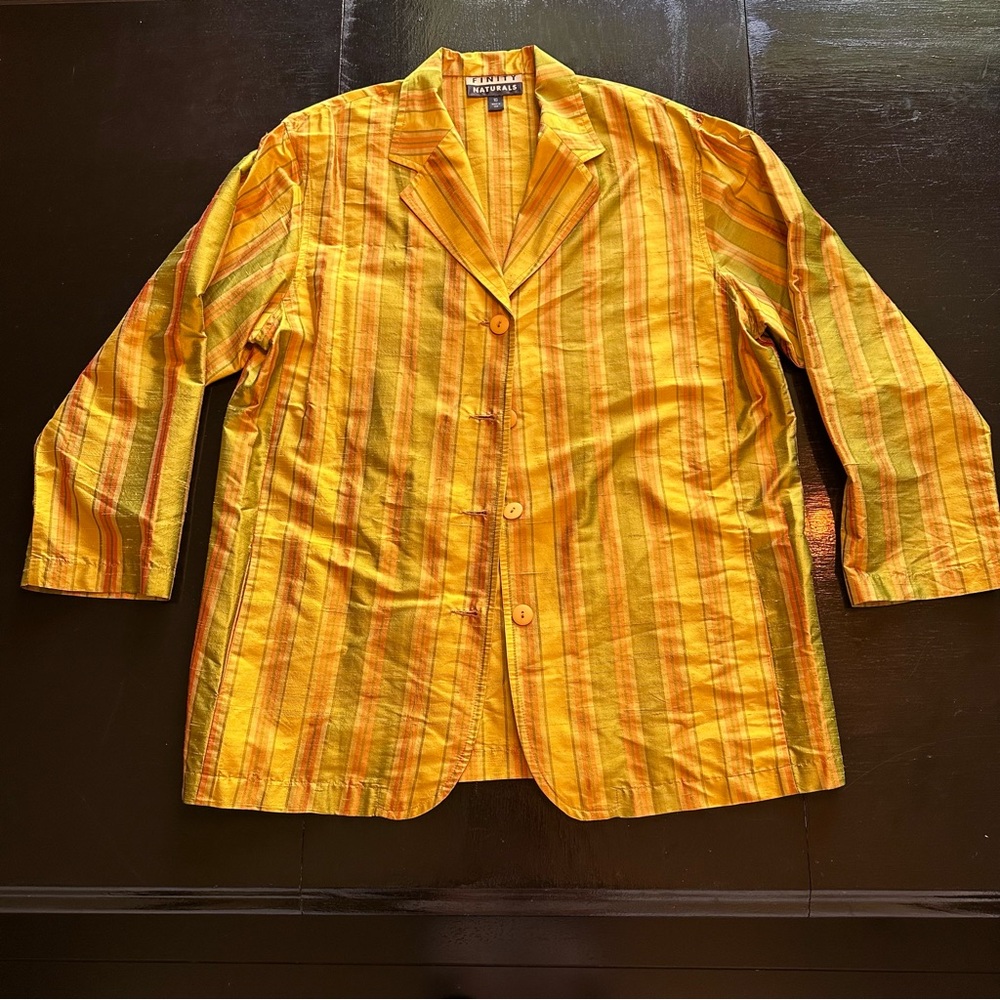 Vintage XL Finity Naturals Linen Like Material Gold Yellow Button Down